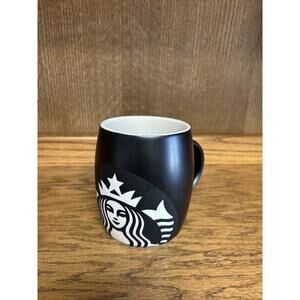 2011 Starbucks laser Etched Mermaid Siren Matte Black Barrel Coffee Mug Cup
